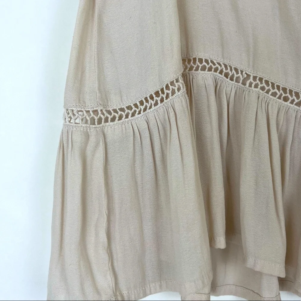 EUC RO&DE short sleeve tunic blouse in ivory cream ruffled neck peplum h… - Picture 3 of 11